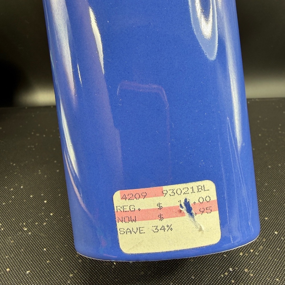 Dansk International Design Portugal Blue Ceramic Wavy Sculptural Vase MCM 9inch - Picture 4 of 14